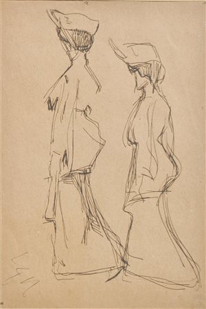 Luigi Bonazza (Arco 1877 – Trient 1965) Studie zweier Damen;Tusche, 30,5 x 21...