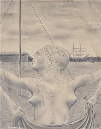 Luigi Bonazza Mythologische Figur;Bleistift, 28,5 x 22,3 cm, kleine Einrisse,...