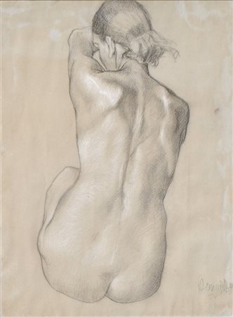 Luigi Bonazza Studie zu Sirene, 1932;Kohle u. weiße Kreide, 40,5 x 30,8 cm,...