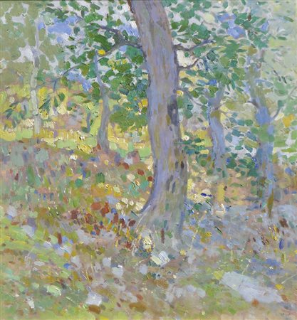 Luigi Bonazza Wald, um 1945;Öl auf Karton, 37 x 35 cm, gerahmt Lit.: Katalog...