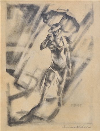 Erwin Merlet (Wien 1886 – Bozen 1939) Sonnenschein;Kohle, 26,5 x 20,5 cm,...