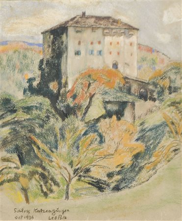 Leo Putz Schloss Katzenzungen bei Prissian, 1936;Pastell, 30,5 x 25,5 cm...