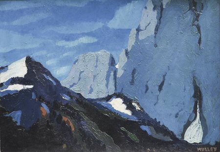 Oskar Mulley Tiroler Gebirgslandschaft, um 1920;Öl auf Karton, 28 x 45 cm,...