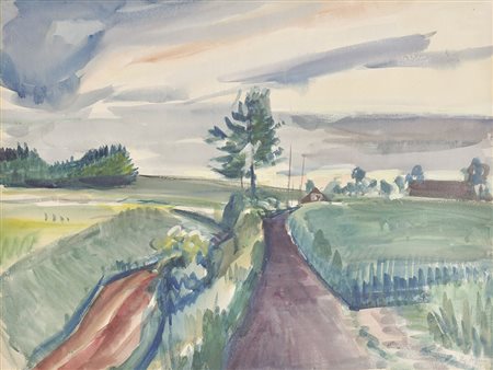 Emanuel Fohn (Klagenfurt 1881 – Bozen 1966) Landschaft in Frankreich;Gouache,...