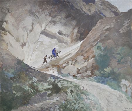 Rudolf Stolz (Bozen 1874 – Sexten 1960) Flucht nach Ägypten, 1916;Tempera auf...