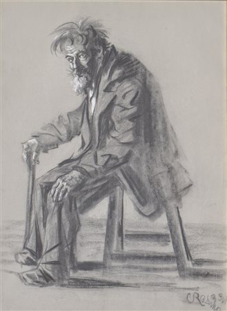 Camillo Rasmo (Cavalese 1876 – Trient 1965) Alter sitzender Mann,...