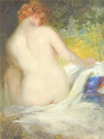 Orazio Gaigher (Levico 1870 – Merano 1938) Weiblicher Akt;Öl auf Karton, 44,5...