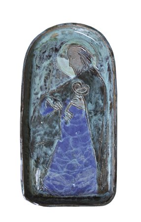 Maria Delago Hl. Petrus, 1956;Glasierte Keramik, 41,5 x 21,5 x 3,5 cm...