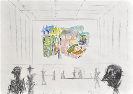 Max Weiler Entwurf zu den Innsbrucker Bahnhofsfresken, 1954;Aquarell,...