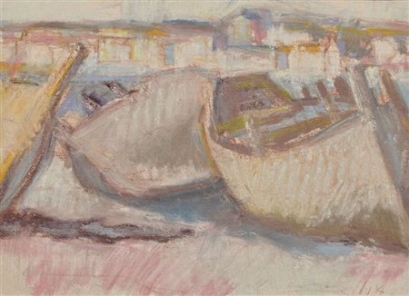 Wilfried Kirschl (Wörgl 1930 – Innsbruck 2010) Boote in der Bretagne;Pastell,...
