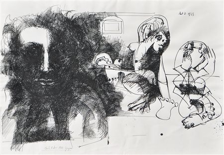 Paolo Tait (* Mezzolombardo 1952) Figuren, 1973;Tusche auf Papier, 70 x 100...