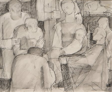 Karl Plattner Anbetung der Hirten, 1950;Entwurf für das Fresko in Mals...