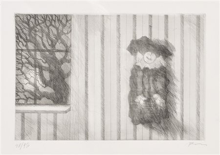 Paul Flora Harlekin neben Fenster;Radierung, 19,5 x 29,5 cm (Platte)...