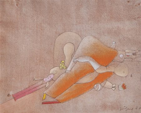 Fritz Fröhlich (Linz 1910 – 2001) Situation geklärt, 1977;Pastell, Bleistift,...