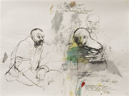 Markus Vallazza Alfred Hrdlicka, Schaustellungen, 1987;Tusche, Aquarell, 47,3...