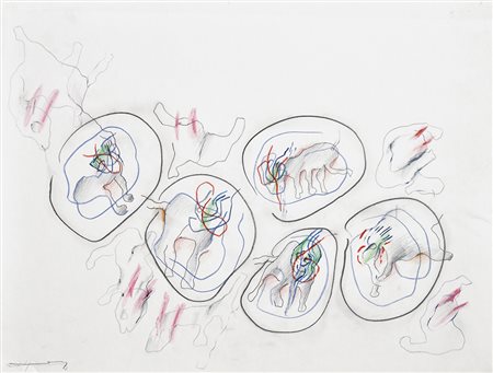 Oswald Oberhuber Ohne Titel, 1984;Bleistift, Buntstifte, 42 x 55,5 cm...