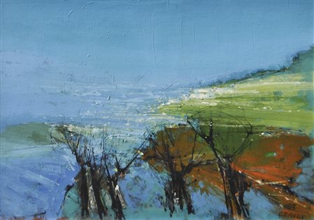 Gianni Turella Landschaft, 1983;Öl auf Leinwand, 50 x 70 cm, gerahmt Signiert