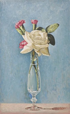 Giorgioppi (*Rovereto 1951) Blumenvase;Öl auf Holz, 40 x 25 cm, gerahmt Signiert