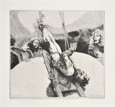 Markus Vallazza Oswald von Wolkenstein wird gefoltert, 1975;Radierung, 22 x...