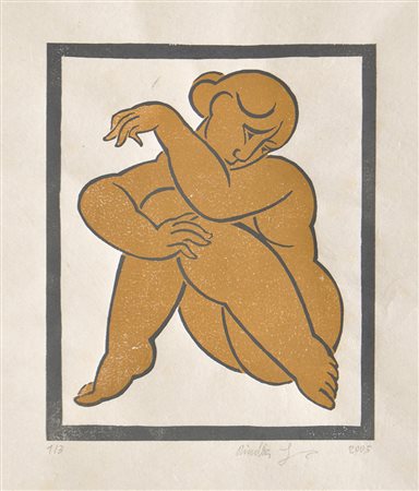 Giovanni Rindler (* Bruneck/Brunico 1958) Kauernder Akt,...