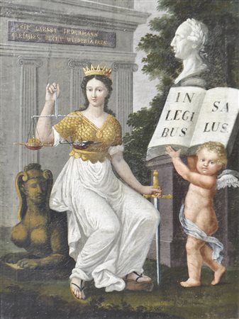Österreich, 2. Hälfte 18. Jh. Justitia;Öl auf Leinwand, 63,5 x 47,5 cm,...