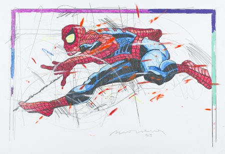 Enrico Manera Asmara 1948 Spiderman, 2003 Tecnica mista su cartoncino, cm....