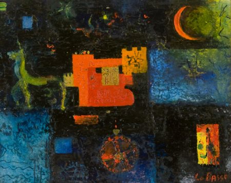 Michelangelo Lo Basso Molfetta 1948 Zingari alla ricerca d'Atlantide Olio su...