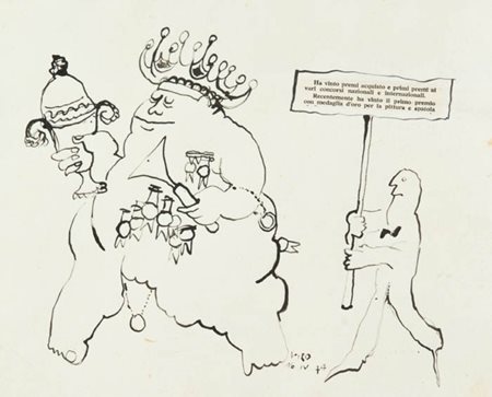 Anonimo Senza titolo China e collage su carta, cm. 21x26 Firma illeggibile e...