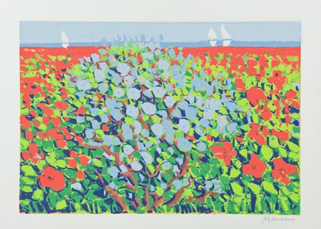 Athos Faccincani Peschiera del Garda (Vr) 1951 Paesaggio Serigrafia su...