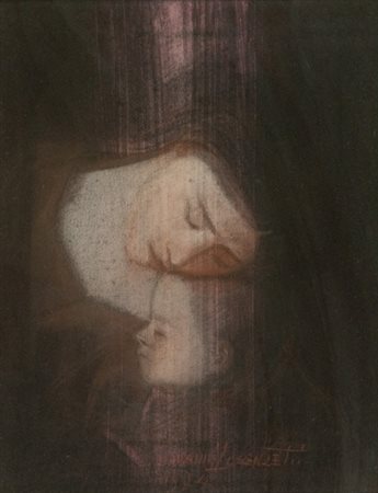 Giovanni Lorenzetti Lucca 1952 Maternità, 1974 Tecnica mista su tela, cm....