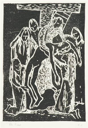 Felice Casorati Novara 1887 - Torino 1963 Deposizione Litografia su carta...