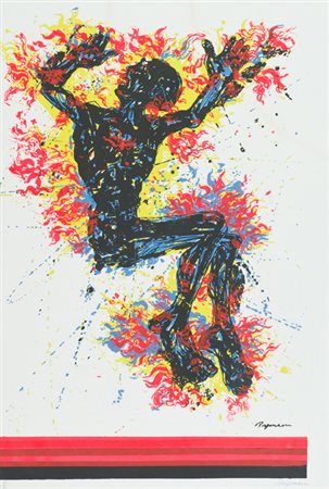 Aldo Borgonzoni Medicina (Bo) 1913 Figura Litografia su carta, cm. 65x46, es....