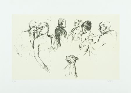 Alberto Sughi Cesena 1928 - 2012 Figure Litografia su carta, cm. 50x70, es....