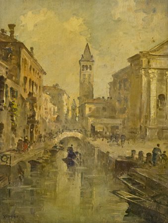 Giovanni Riva Torino 1890 - 1973 La chiesa e il campo San Barnaba Olio su...