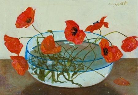 Antonio Maria Aspettati Firenze 1880 - 1949 Papaveri Olio su cartone telato,...