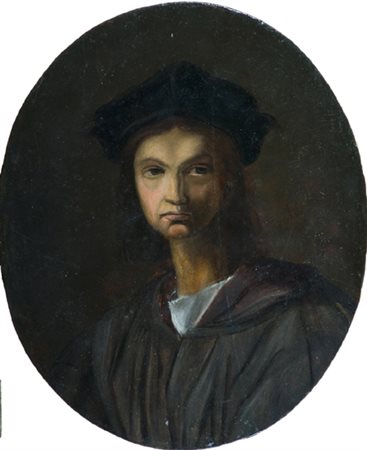 Anonimo dell'800 Figura Olio su tavola ovale, cm. 22x18,5