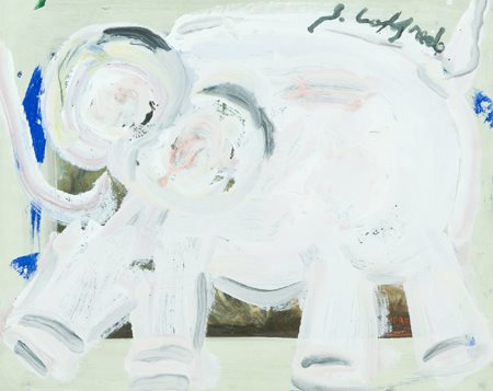 Silvio Loffredo Parigi 1920 Elefante Olio su faesite, cm. 42x52 Firmato in...