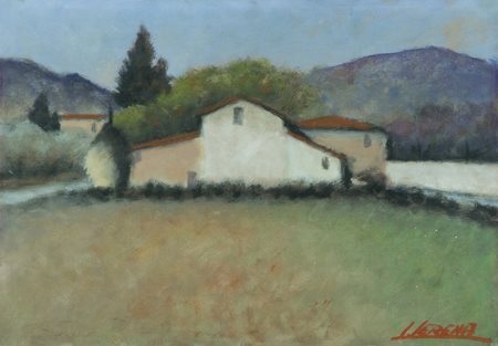 Serenò Serena Paesaggio Olio su faesite, cm. 35x50 Firmato in basso a destra....