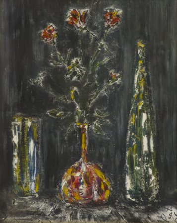 Prati Vaso di fiori, 1966 Tecnica mista e piombo su tela, cm. 50x40 Firma e...