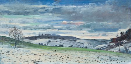 Mario Madiai Livorno 1944 Paesaggio Olio su tela, cm. 20x40 Firmato in basso...