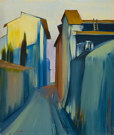 Giancarlo Caldini Lucca 1926 Viale, 1955 Olio su tela, cm. 70x60 Firma in...