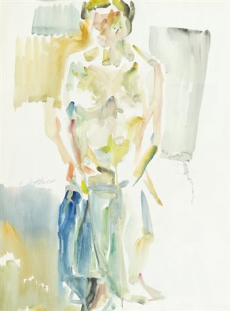 Silvio Loffredo Parigi 1920 Figura Acquerello su carta, cm. 63x47 Firmato sul...