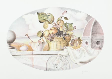 Walter Falconi Firenze 1935 Lotto unico di due Opere - "Cesta di frutta",...