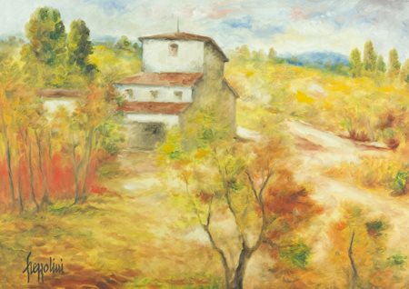 Gianfranco Frezzolini Firenze 1929 - 1994 Campagna Olio su tela, cm. 50x70...