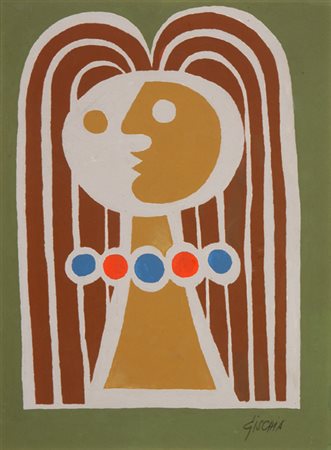 Leon Gischia Dax 1903 - 1991 Ragazza alla collana Olio su tela, cm. 73x54...