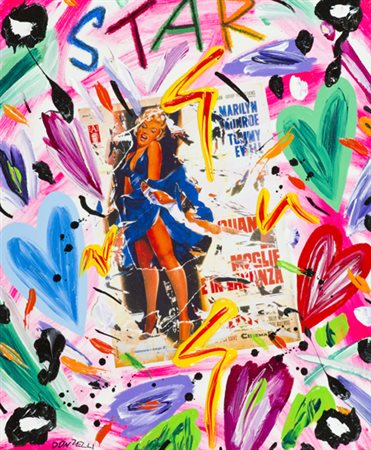 Bruno Donzelli Napoli 1941 Star Tecnica mista su tela, cm. 50x40 Firmato in...