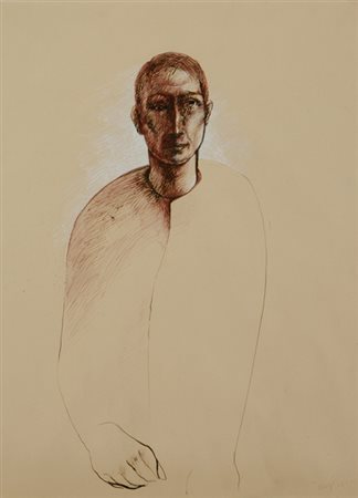 Giuliano Vangi Barberino di Mugello 1931 Figura, 1980 Tecnica mista su carta,...