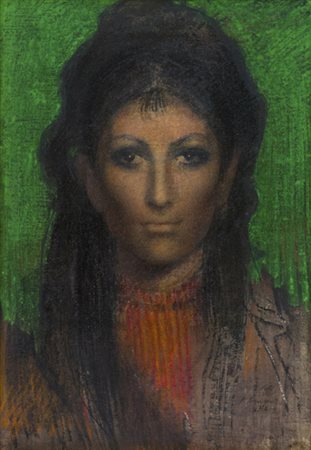 Pietro Annigoni Milano 1910 - Firenze 1988 Volto di donna, 1969 Tecnica mista...