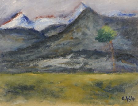 Ottone Rosai Firenze 1895 - Ivrea 1957 Le Apuane, 1954 Olio su cartone...