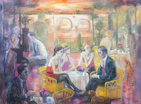 Jovan Vulic Becej 1951 Dialoghi in terrazza, 2011 Olio su tela, cm. 60x80...